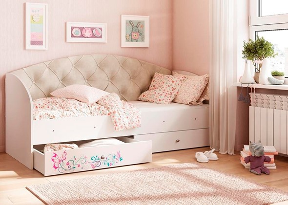 Односпальная детская кровать Эльза без бортика, Бежевый (латы) в Екатеринбурге - изображение