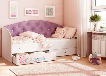 Кровать детская Эльза без бортика, Фиолетовый (латы) в Ревде