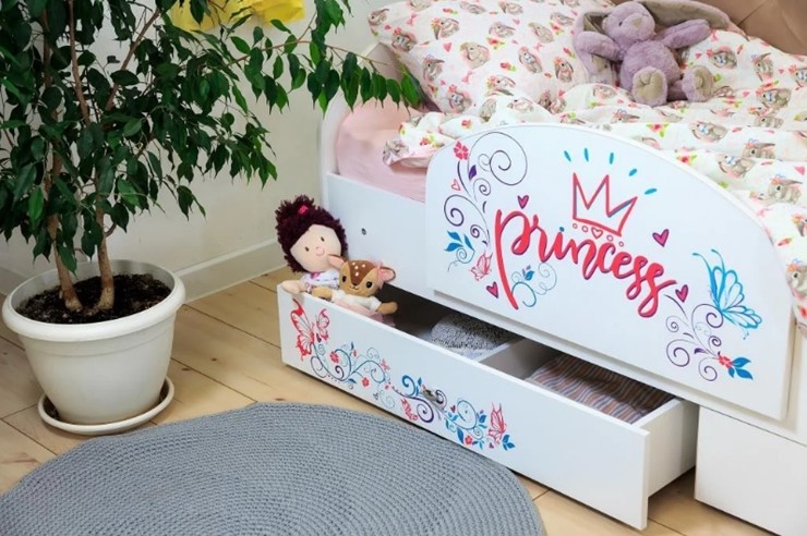 Детская кровать односпальная Эльза с бортиком, Розовый (латы) в Екатеринбурге - изображение 2