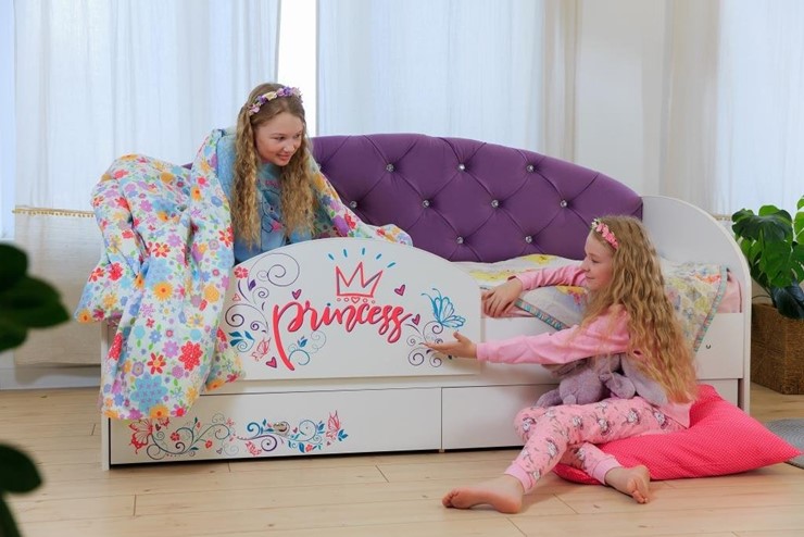 Односпальная детская кровать Эльза с бортиком, Фиолетовый (щиты) в Первоуральске - изображение 4