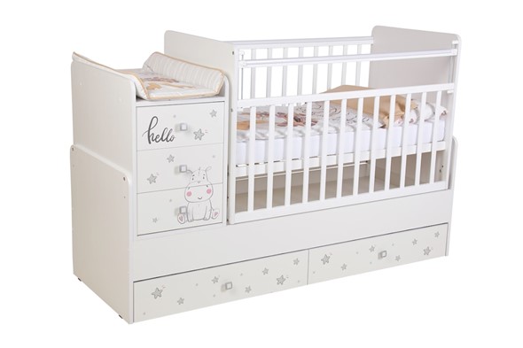 Детская кровать Фея 1100 Бегемотик, белый в Ревде - изображение