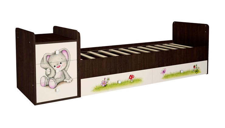 Кровать детская Фея 1100 Зайчонок Венге-бежевый в Полевском - изображение 1