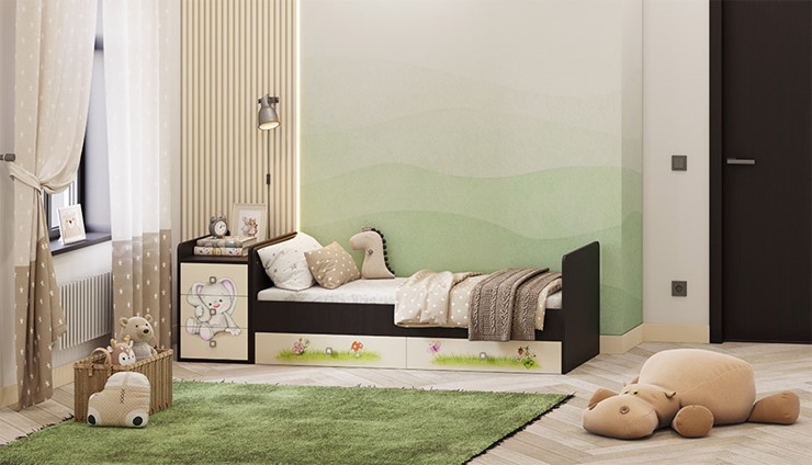 Кровать детская Фея 1100 Зайчонок Венге-бежевый в Ирбите - изображение 5