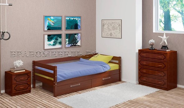 Кровать в детскую Глория с ящиками(Орех) в Кушве - изображение