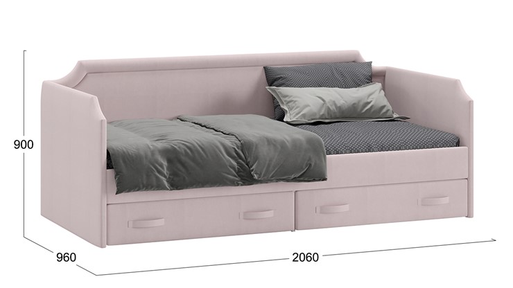 Кровать в детскую Кантри Тип 1, ТД-308.12.02 (Велюр пудровый) в Кушве - изображение 2