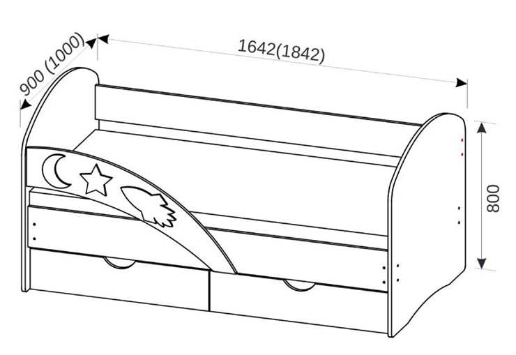 Кровать в детскую Космос 1800х900 с бортиком, без ящиков в Екатеринбурге - изображение 2
