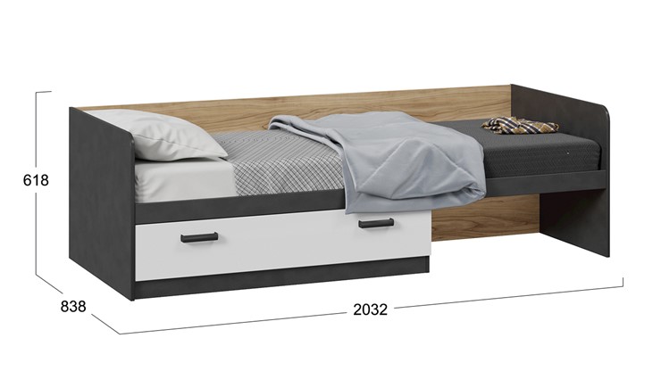 Кровать в детскую Рико ТД-340.12.01 (Белый глянец/Матера/Яблоня Беллуно) в Ревде - изображение 3