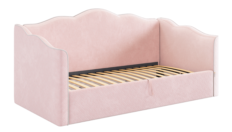 Детская кровать с подъемным механизмом Лея (Софа) 90х200 (нежно-розовый (велюр)/галька (велюр)) в Екатеринбурге - изображение 2