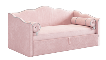 Детская кровать с подъемным механизмом Лея (Софа) 90х200 (нежно-розовый (велюр)/галька (велюр)) в Екатеринбурге