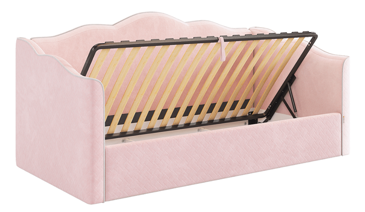 Детская кровать с подъемным механизмом Лея (Софа) 90х200 (нежно-розовый (велюр)/галька (велюр)) в Екатеринбурге - изображение 4