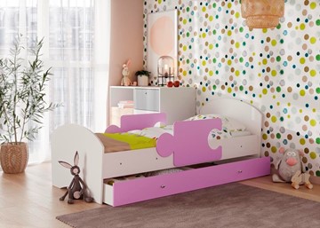1-спальная детская кровать Мозайка, корпус Белый/фасад Ирис (щиты) в Екатеринбурге