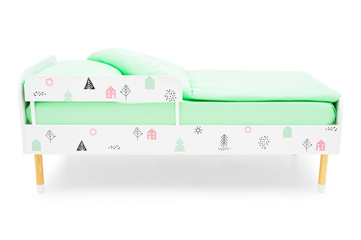 Кровать в детскую Stumpa Классика "Домики розовый, бирюзовый" в Ревде - изображение 5