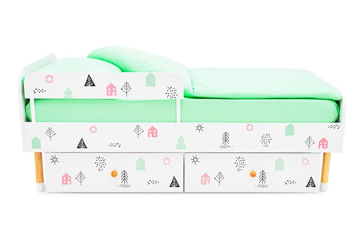 Кровать в детскую Stumpa Классика "Домики розовый, бирюзовый" в Кушве - изображение 6