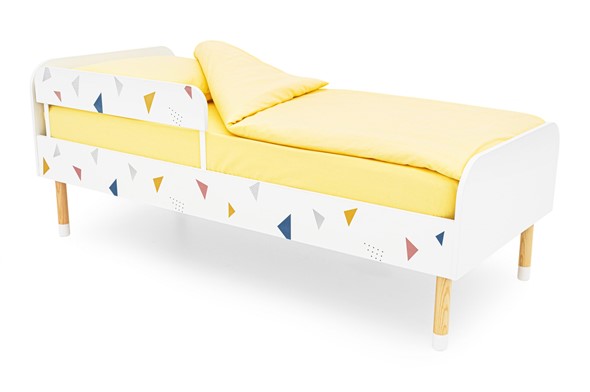 Кровать в детскую Stumpa Классика "Треугольники желтый, синий, розовый" в Ревде - изображение