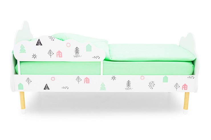 Кровать в детскую Stumpa Облако "Домики розовый, бирюзовый" в Екатеринбурге - изображение 1