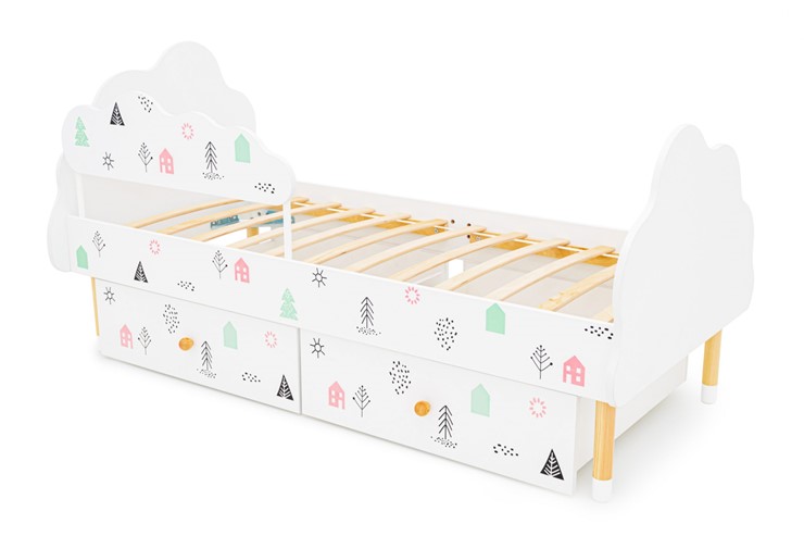 Кровать в детскую Stumpa Облако "Домики розовый, бирюзовый" в Екатеринбурге - изображение 7