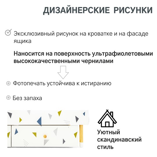 Кроватка Stumpa Облако "Треугольники зеленый, синий" в Екатеринбурге - изображение 18