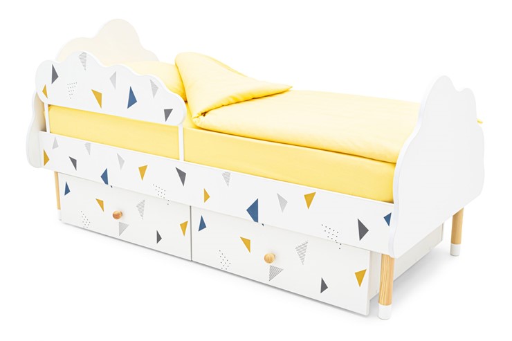 Детская кровать Stumpa Облако "Треугольники желтый, синий" в Екатеринбурге - изображение 3