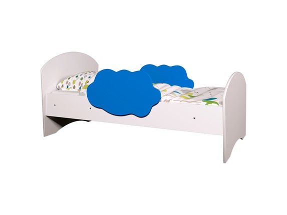 Кровать с бортиками Тучка, корпус Белый, фасад Синий в Новоуральске - изображение