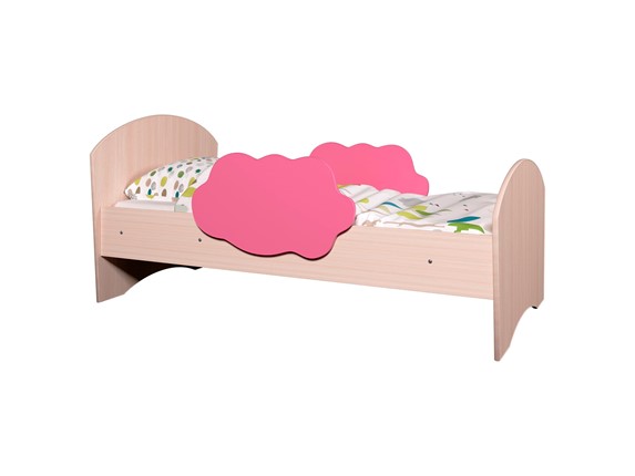 Кровать с бортиками Тучка, корпус Дуб млечный, фасад Розовый в Кушве - изображение