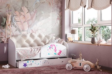 Детская кровать односпальная Звездочка с бортиком, Бежевый в Екатеринбурге