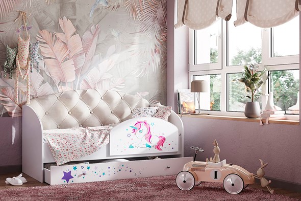 Детская кровать односпальная Звездочка с бортиком, Бежевый в Екатеринбурге - изображение