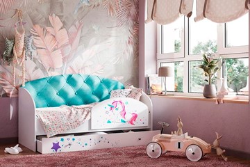Кровать детская Звездочка с бортиком, Бирюза в Первоуральске