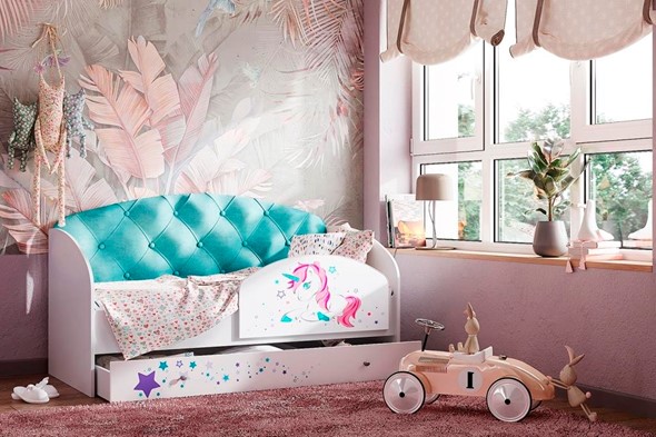 Кровать детская Звездочка с бортиком, Бирюза в Каменске-Уральском - изображение