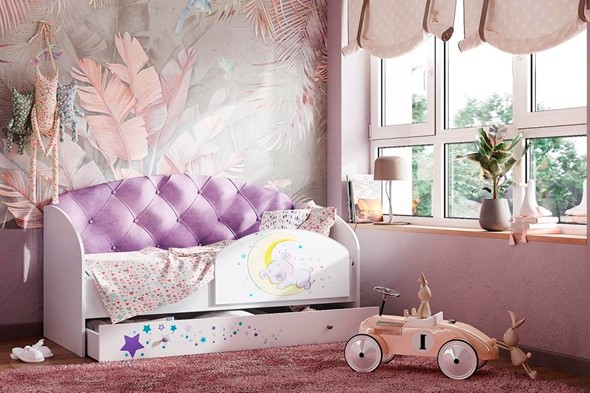 Кровать детская односпальная Звездочка с бортиком, Фиолетовый в Каменске-Уральском - изображение
