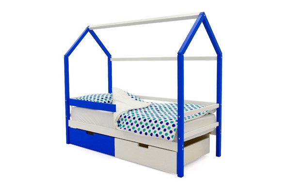 Детская кровать-домик Svogen сине-белый в Екатеринбурге - изображение