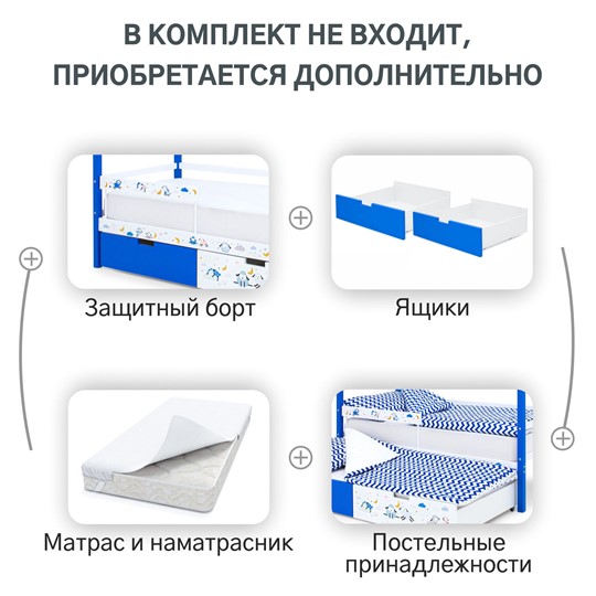 Кровать-домик Svogen сине-белый/барашки в Екатеринбурге - изображение 13