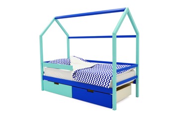 Кровать-домик детская Svogen синий-мятный в Кушве