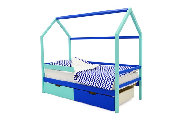 Кровать-домик детская Svogen синий-мятный в Екатеринбурге - изображение