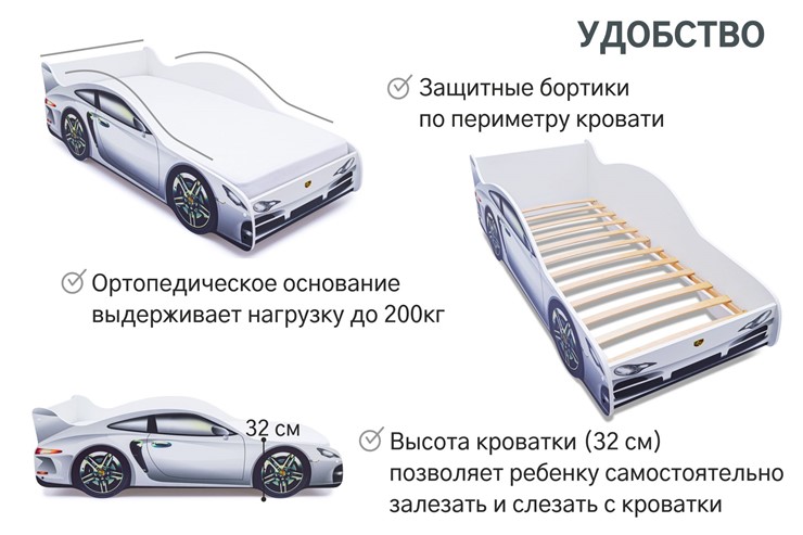 Кровать-машина детская Porsche в Каменске-Уральском - изображение 6