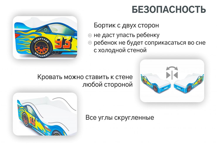 Детская кровать-машина Тачка синяя в Екатеринбурге - изображение 5