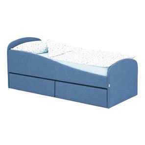 Мягкая кровать с ящиками Letmo 190х80 джинс (рогожка) в Ревде