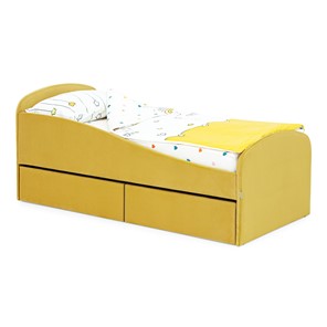 Кровать в детскую с ящиками Letmo 190х80 горчичный (велюр) в Екатеринбурге