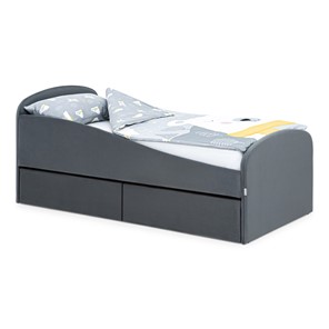 Мягкая кровать с ящиками Letmo 190х80 графит (велюр) в Кушве