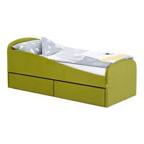 Мягкая кровать с ящиками Letmo 190х80 оливковый (велюр) в Кушве