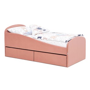 1-спальная детская кровать с ящиками Letmo 190х80 пудровый (велюр) в Екатеринбурге