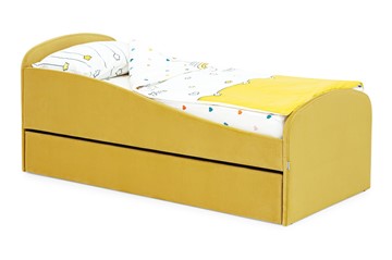 Кровать в детскую с ящиком Letmo горчичный (велюр) в Ревде