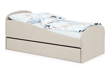 Мягкая кровать с ящиком Letmo карамель (рогожка) в Екатеринбурге - предосмотр