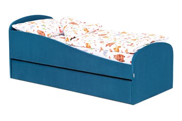 Мягкая кровать с ящиком Letmo морской (велюр) в Новоуральске