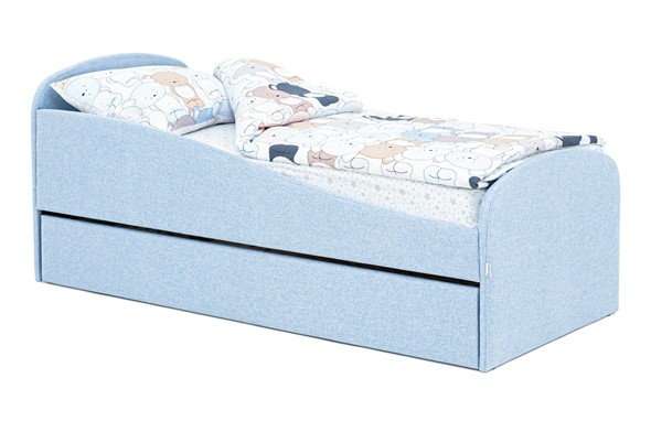 Кровать с ящиком Letmo небесный (рогожка) в Екатеринбурге - изображение