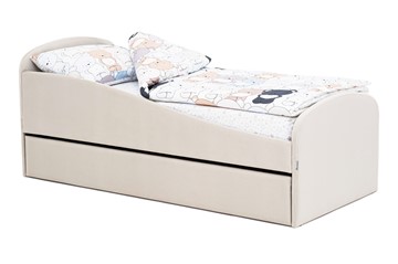 Мягкая кровать с ящиком Letmo ванильный (велюр) в Новоуральске