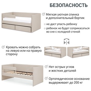 Детская кровать Soffal холодный бежевый (микрошенилл) в Екатеринбурге - предосмотр 19