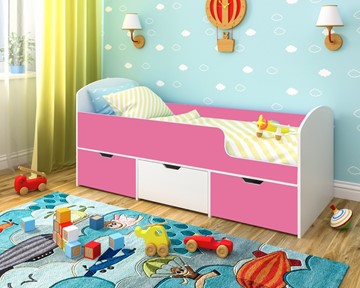 Кровать в детскую Малыш Мини, корпус Белое дерево, фасад Розовый в Каменске-Уральском