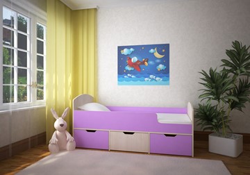 Односпальная детская кровать Малыш Мини, корпус Дуб молочный, фасад Ирис в Екатеринбурге - предосмотр