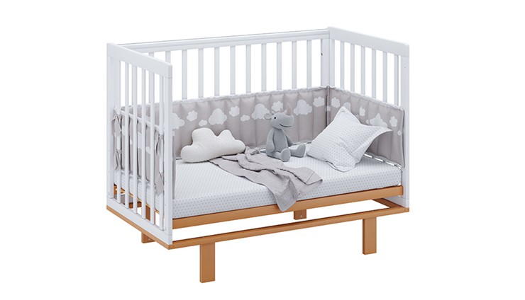 Детская кроватка серия 3400 POLINI Kids Simple 340 Белый / Бук в Ревде - изображение 10