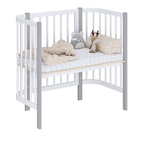 Кроватка детская приставная POLINI Kids Simple 105 Белый / Серый в Артемовском - предосмотр 1